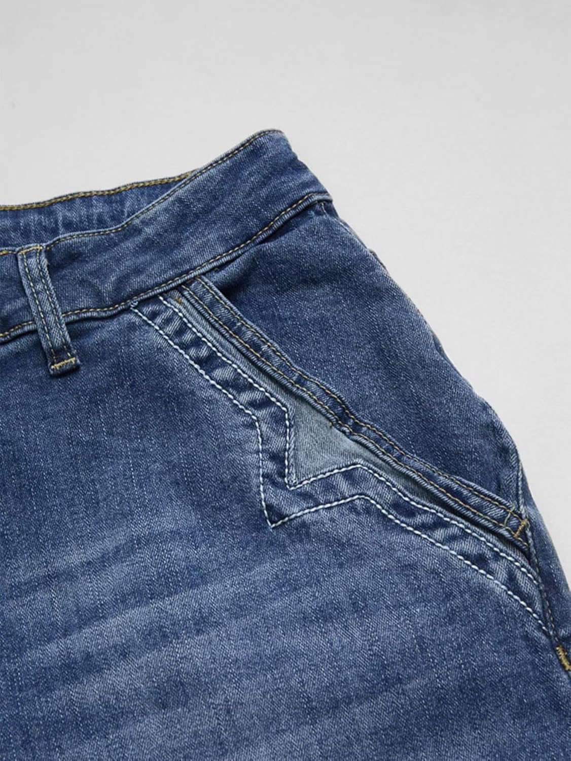 Flamingals Wide Leg Jeans for Women Mid Waist Baggy Stitch Decor Denim Washed Pants Without Belt