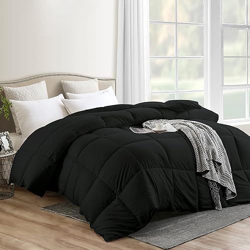 Miniatura 2 de ABOUTABED Edredón King con Inserto de Edredón Burbuja Negro Alternativa de Plumón para Todas las Estaciones, Edredón de Ropa de Cama Acolchado Ultra