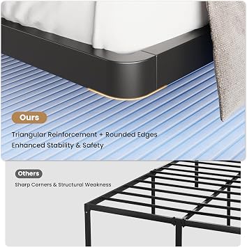 SHA CERLIN Floating Bed Frame Queen Size with Smart LED Lights and Charging Station, Heavy Duty Metal Platform Bed with Modern Design,No Box Spring Needed, Easy Assembly, Matte Black