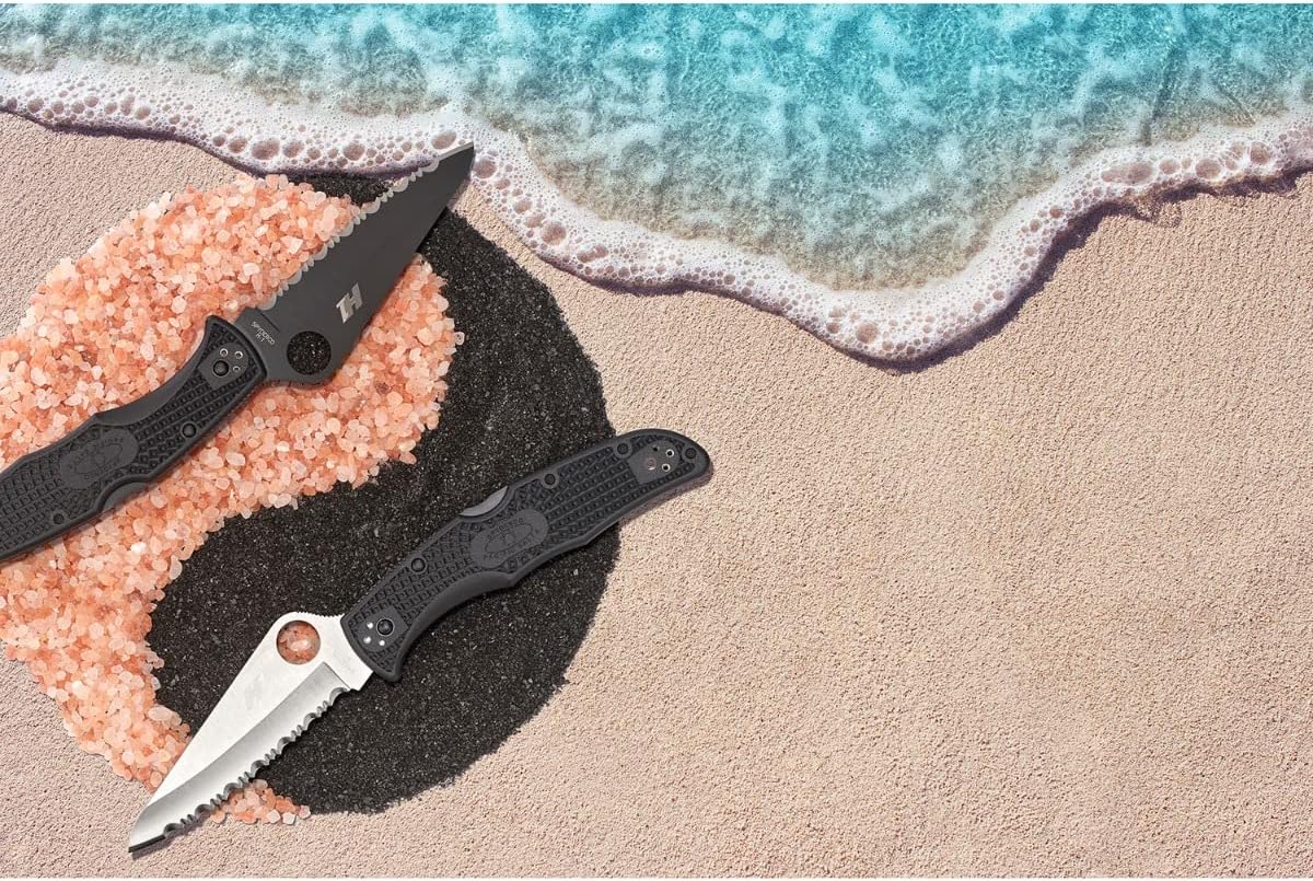 Spyderco Pacific Salt 2 Folding Knife with 3" LC200N Steel Blade and FRN Handle - EDC Knife for Men and Women, Perfect for Hunting, Tactical, Camping, Survival, Hiking - PlainEdge - C91FPGR2