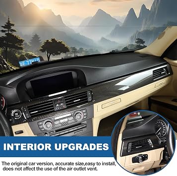 Car Center Console Panel Strips Trim Compatible with BMW 3 Series E90 E92 E93 2005-2012,Dash Cover Trim Instrument Panel Moulding Trim,Dashboard Strips Trim Sticker Accessories (Carbon Fiber Pattern)
