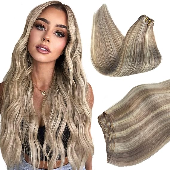 Sew in Weft Hair Extensions Human Hair, Balayage Sew in