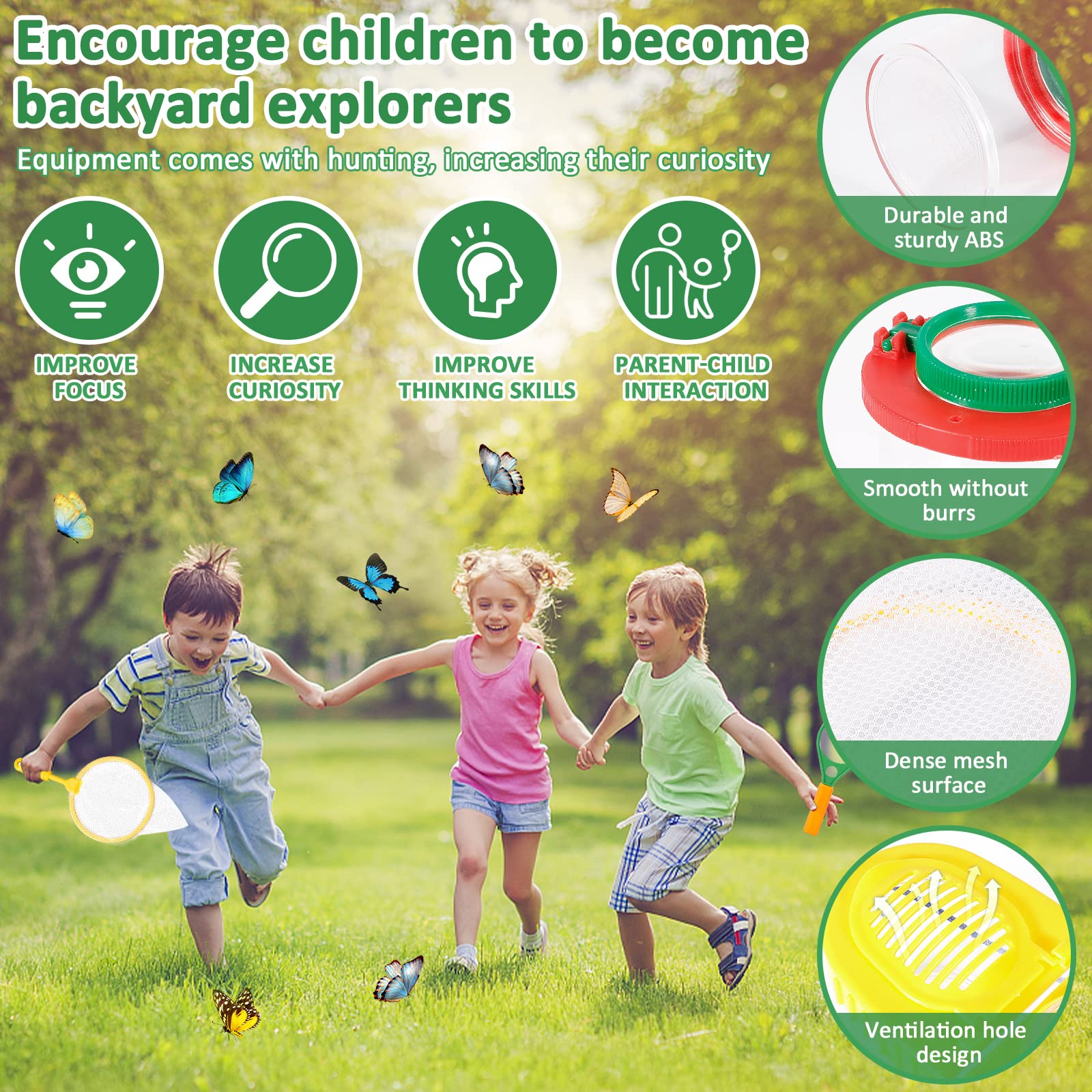 Set di Giocattoli da Esploratore Esterno, binocolo per Bambini 27 Pezzi Set da Esploratore per Bambini avventuriero,Giocattoli da Regalo incl pinzette, Bussola, Fischio, Lente d'Ingrandimento