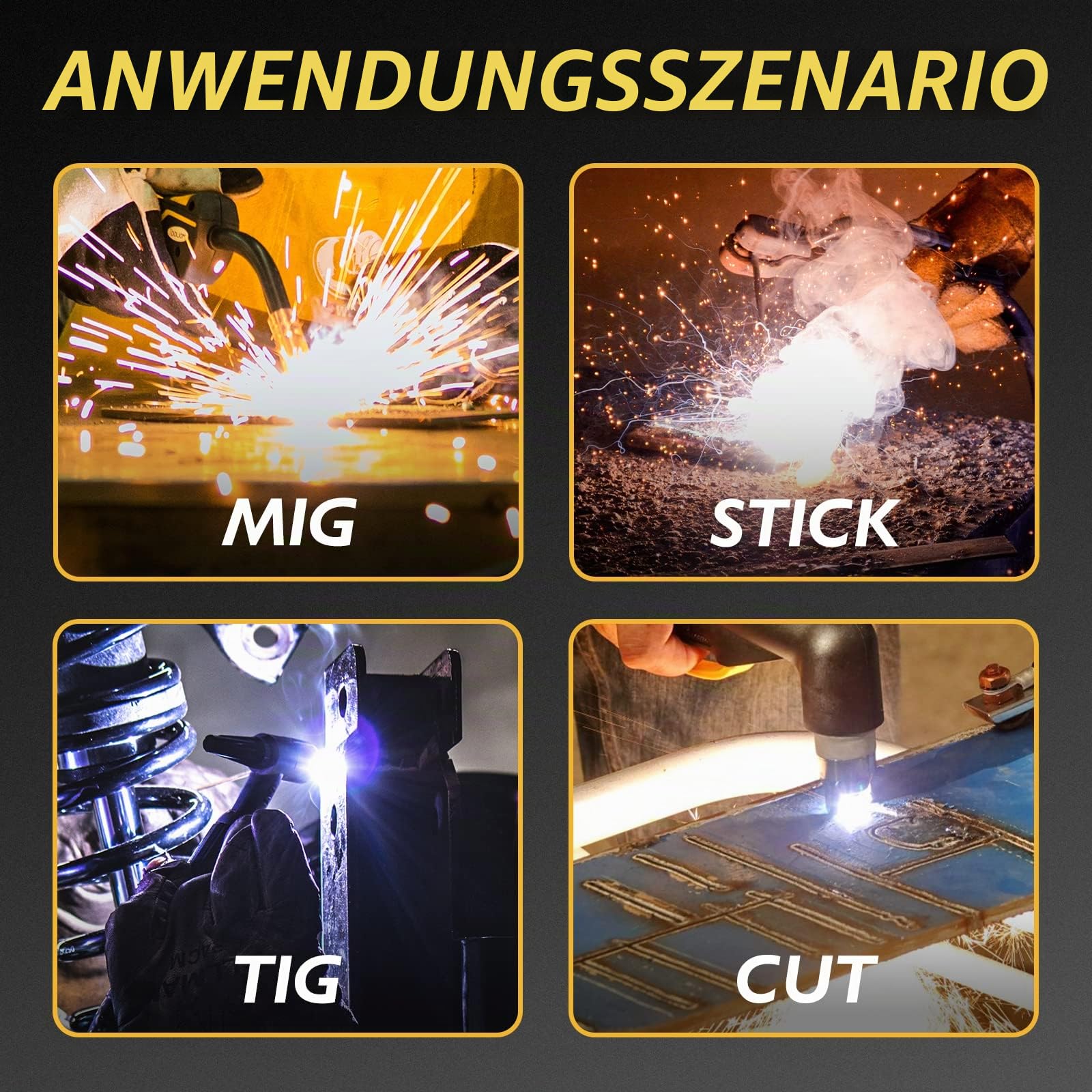 TOOLIOM TL-M800D Schweißhelm mit automatischer Verdunklung, großer Farbspektrum, 4/5-9/9-13 mit Schweiß/Schleifen/Schnittschweißmaske, Kapuze, groß