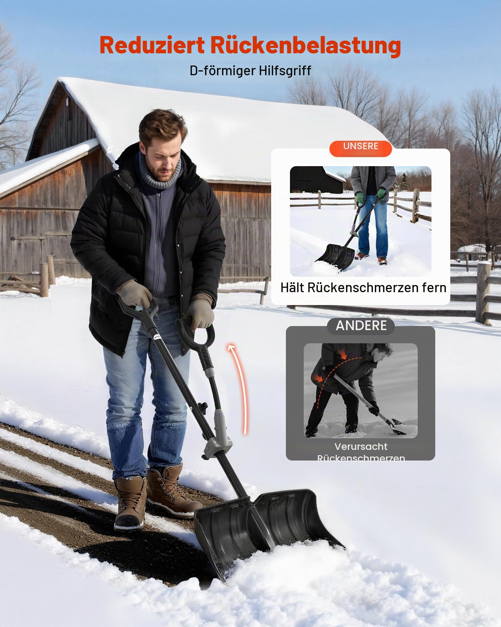 VEVOR Schneeschaufel und Schneebesen