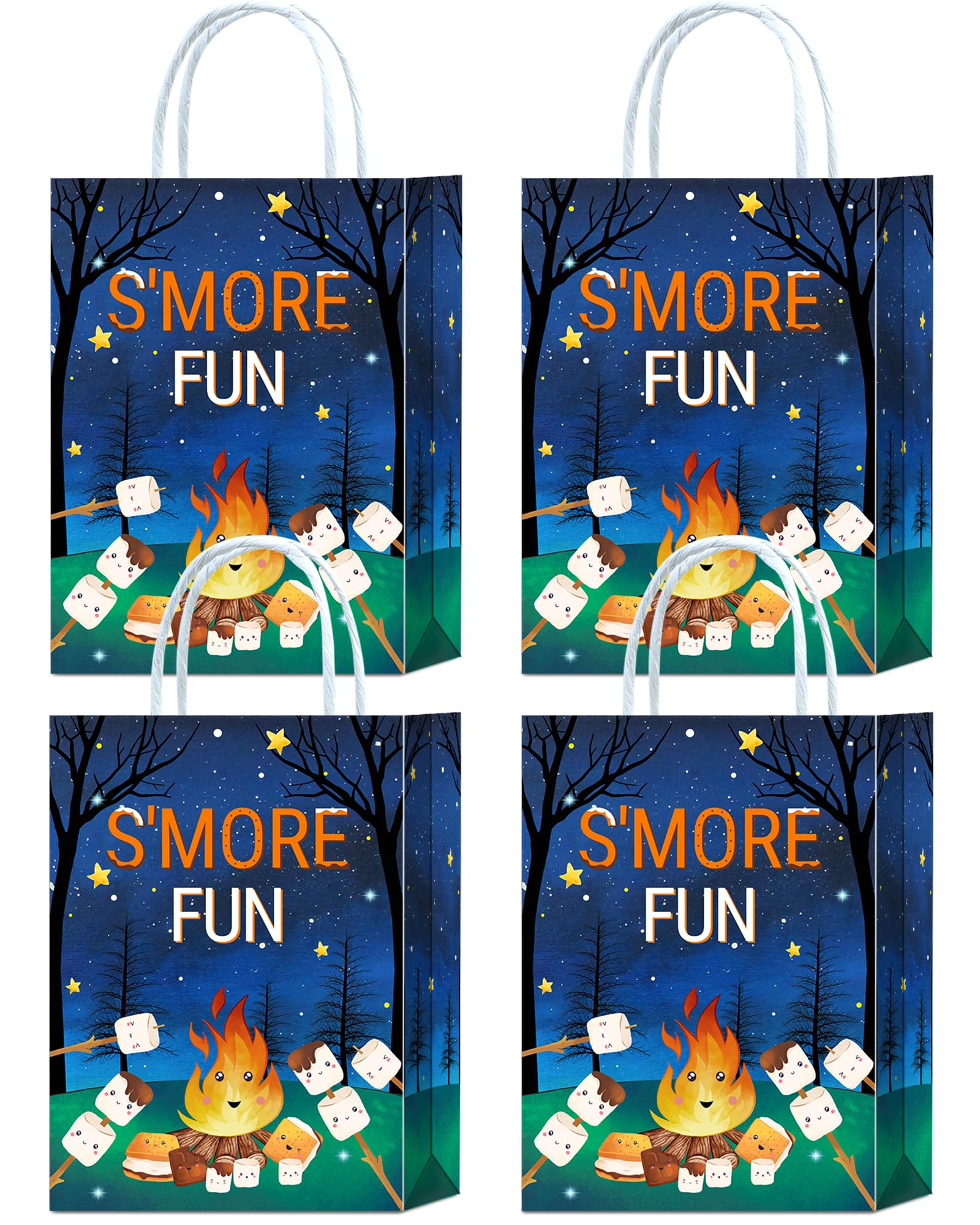 Tyndallrays 16 Pieces S'MORE FUN Goodie Bags for Camping Campfire Bonfire Baby Shower Birthday Party Supplies,Hiking Camper Gift Snacks Treat Party