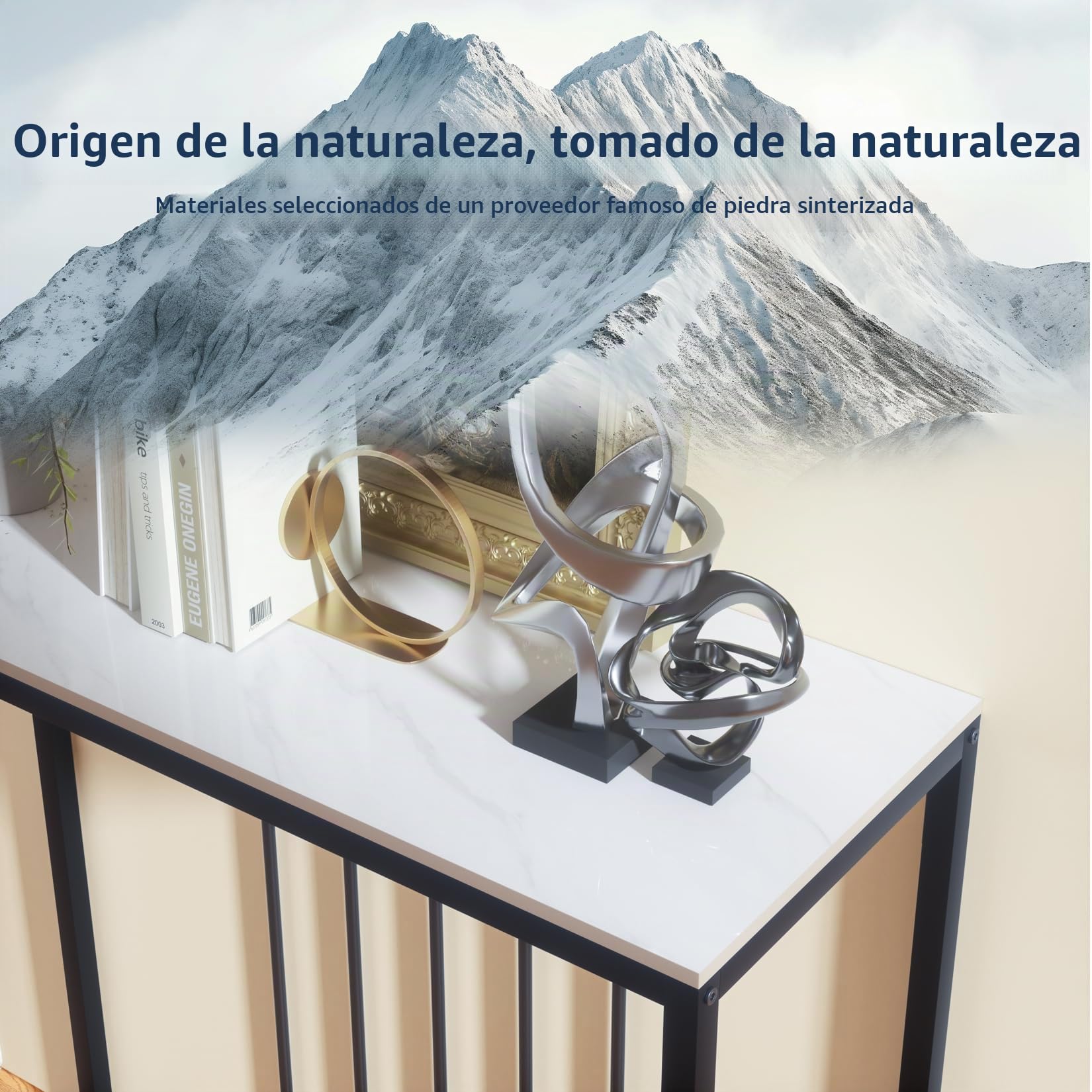 FATIVO Mesa Consola Recibidor de Marmol 80 cm, Mesa de Entrada Estrecha Mesa Auxiliar Recibidor para Salón Dormitorio Pasillo, 80x30x78 cm