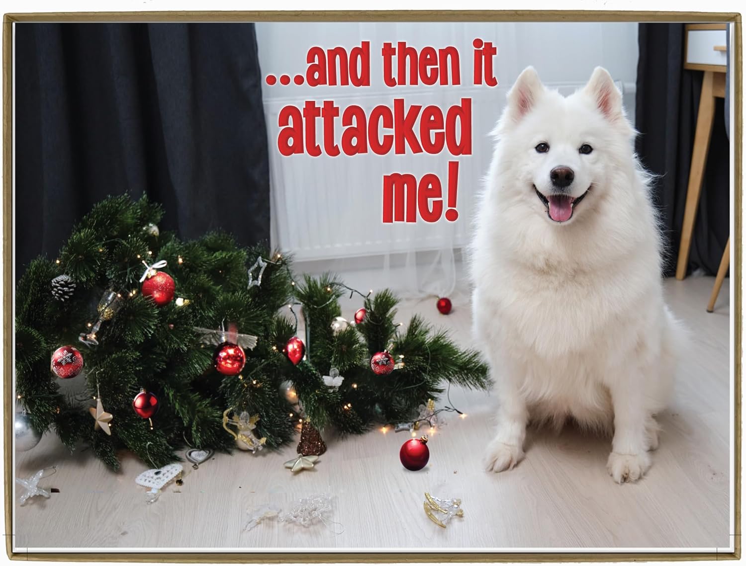 Glory To Dog ...And Then It Attacked Me! Boxed Set of 12 Christmas Cards with Greeting Card Mailing Envelopes