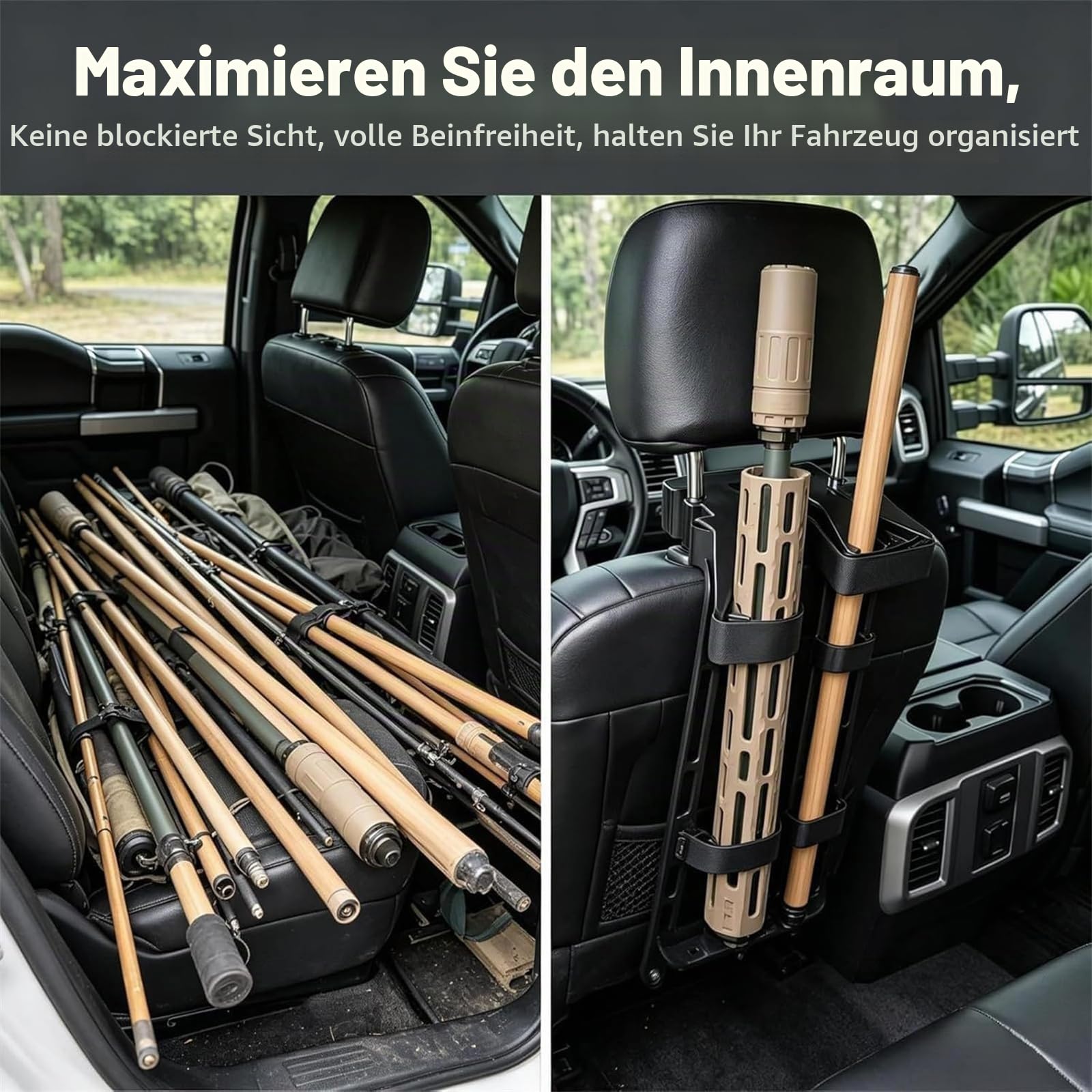 2026 Ultimate Universaler Sitzrücken-Gewehrständer, Verstellbarer Fahrzeuggewehrständer, Sitzrücken Einfach zu Installierender Vertikaler Waffenhalter, Auto-Front-Kopfstützenhalterung für LKWs, Autos