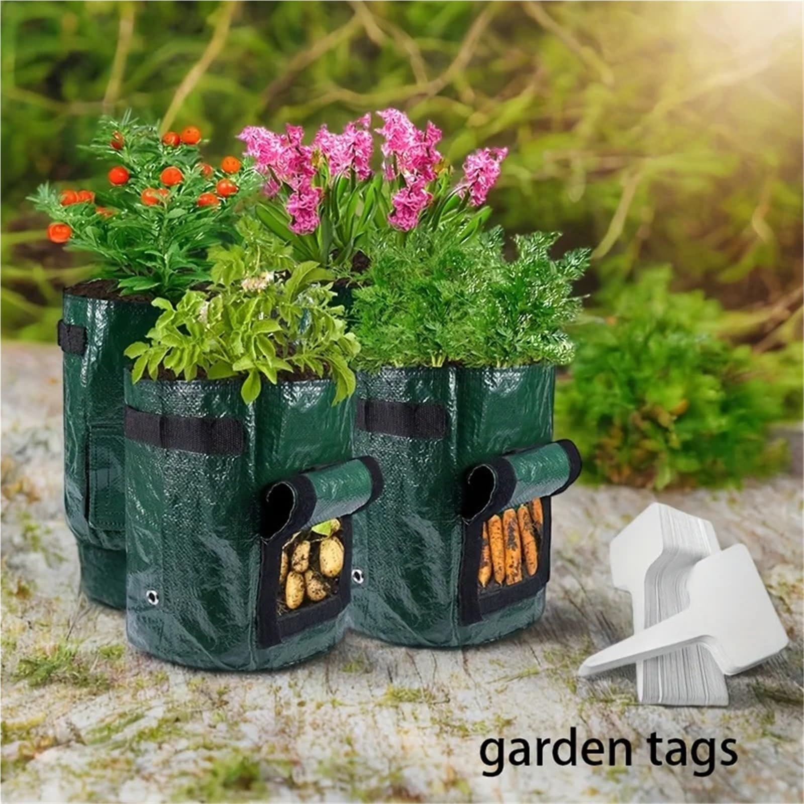 Stofftopf 4er-Pack Kartoffel-Anbaubeutel | Mit Klappdeckel und Griffen for Zwiebeln, Früchte, Tomaten, Karotten