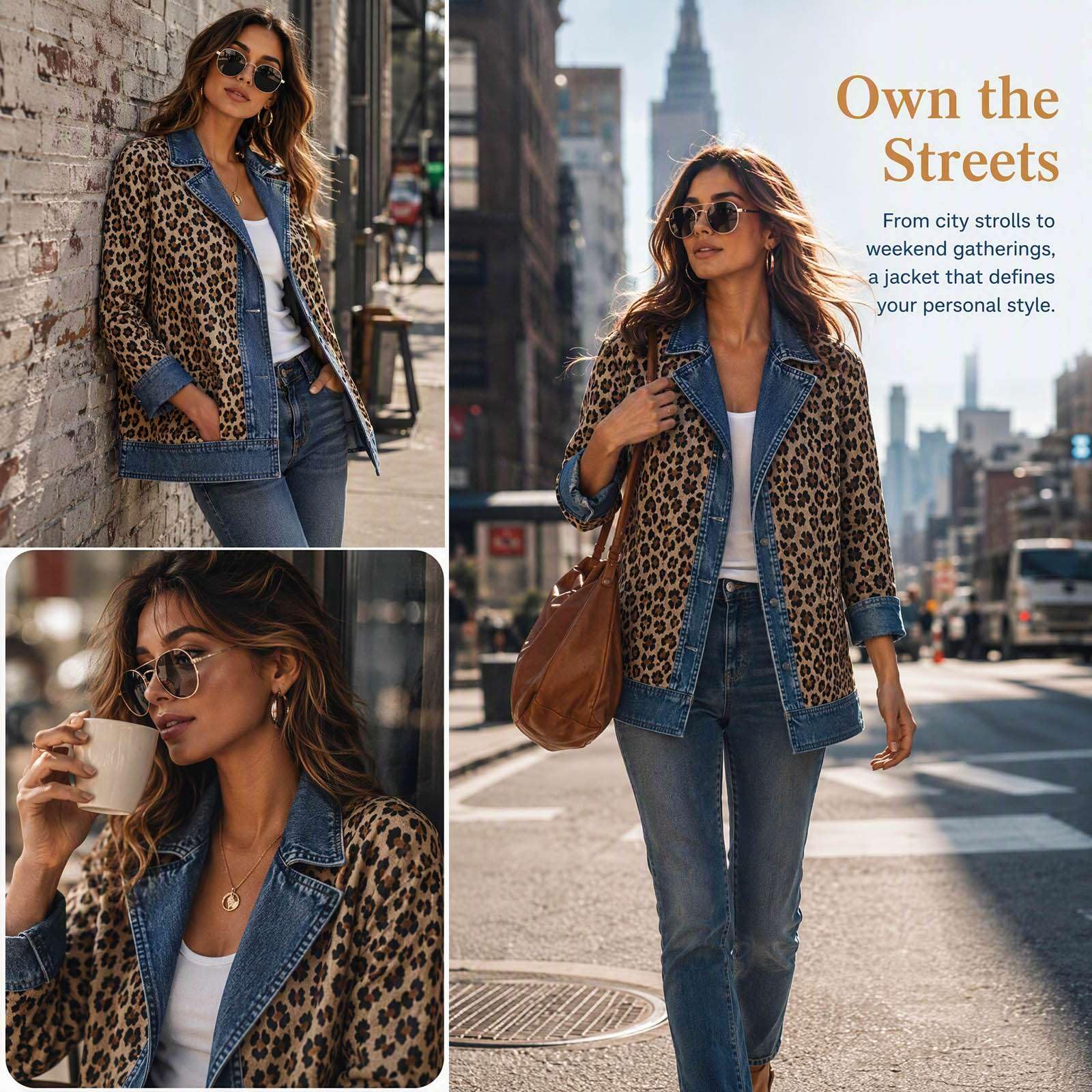 Cardigan Donna Denim con Colletto e Bottoni Giacca Jeans Vintage Elegante