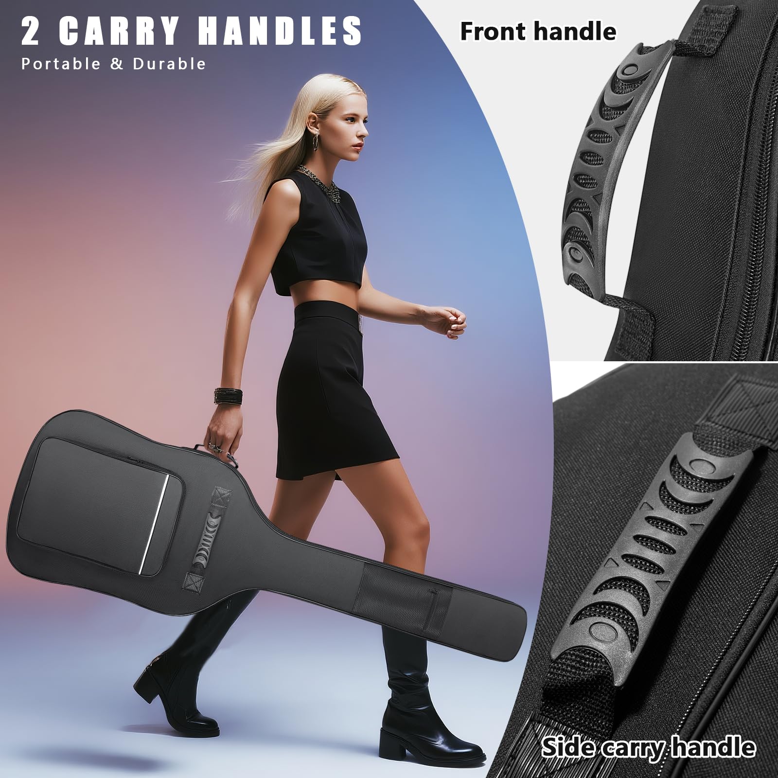 LETSROCK Funda para bajo y bajo, Mochila Acolchada Gruesa, Bolsa Suave para bajo eléctrico, Doble Correa de Hombro Ajustable y Correa para el Cuello
