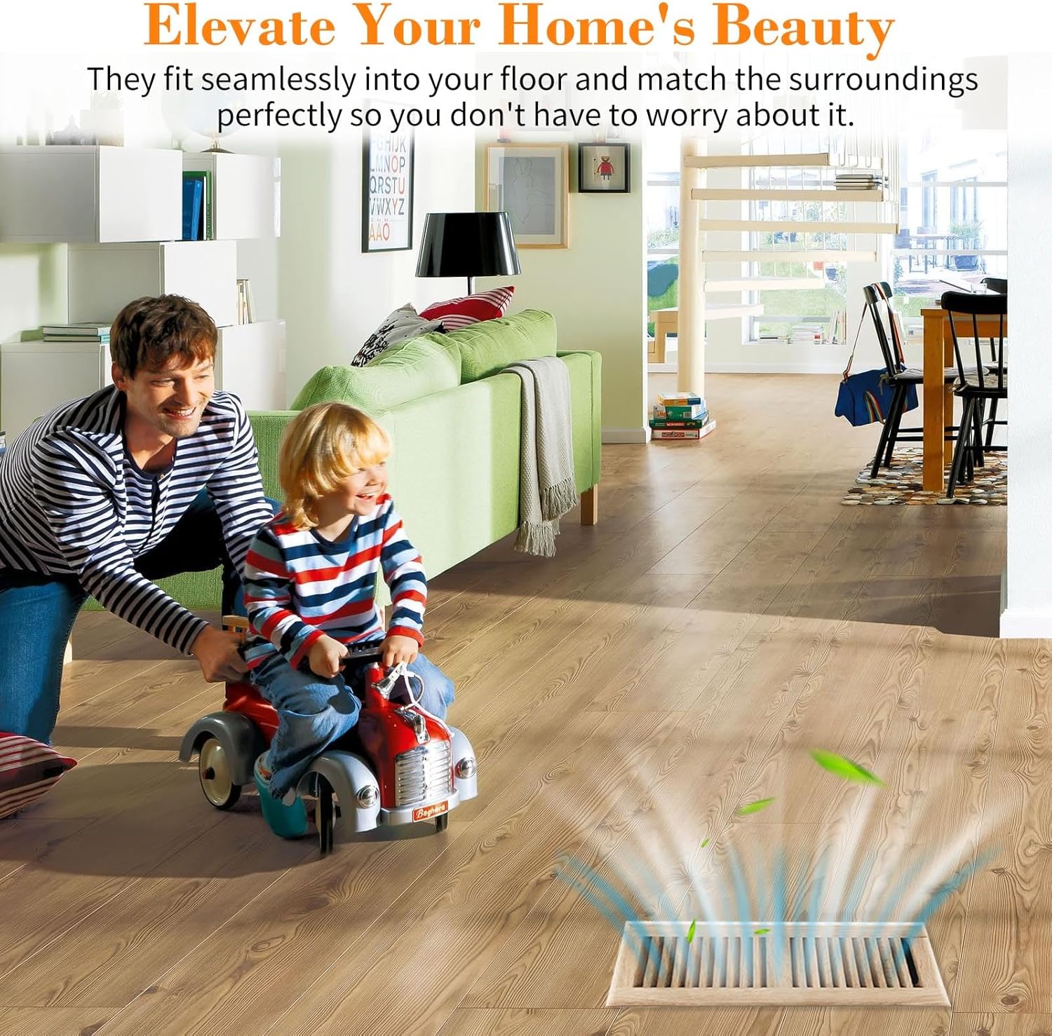 2PC 4x10 Inch White Oak Wood Floor Register Vents Cover - Drop in Register with Damper Wooden Vents Covers for Home Floor Unfinished (White Oak)