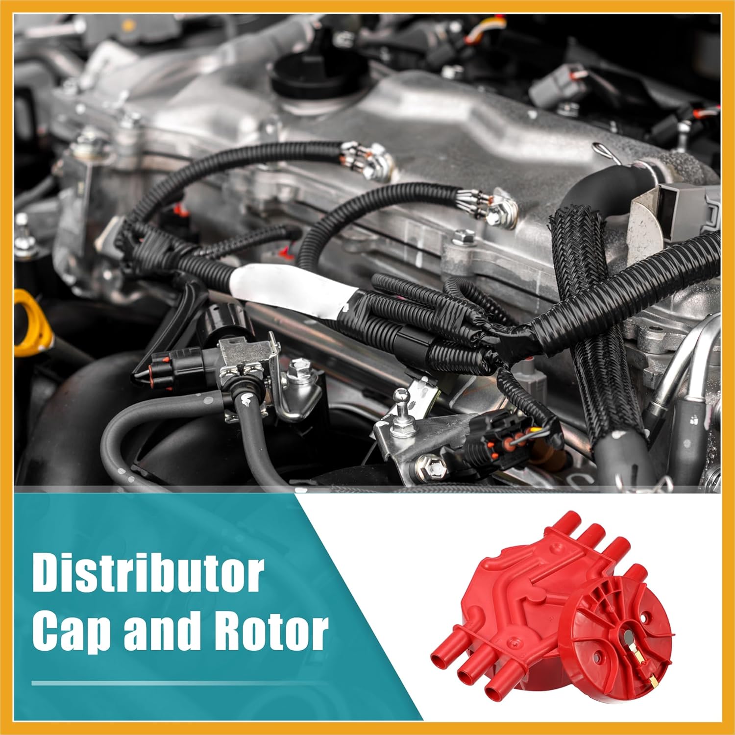Car Ignition Distributor Cap and Rotor Kit for Chevrolet Blazer for GMC Savana 2500 Safari 4.3L 1996-2005 No.10452458/1104050 Replacement