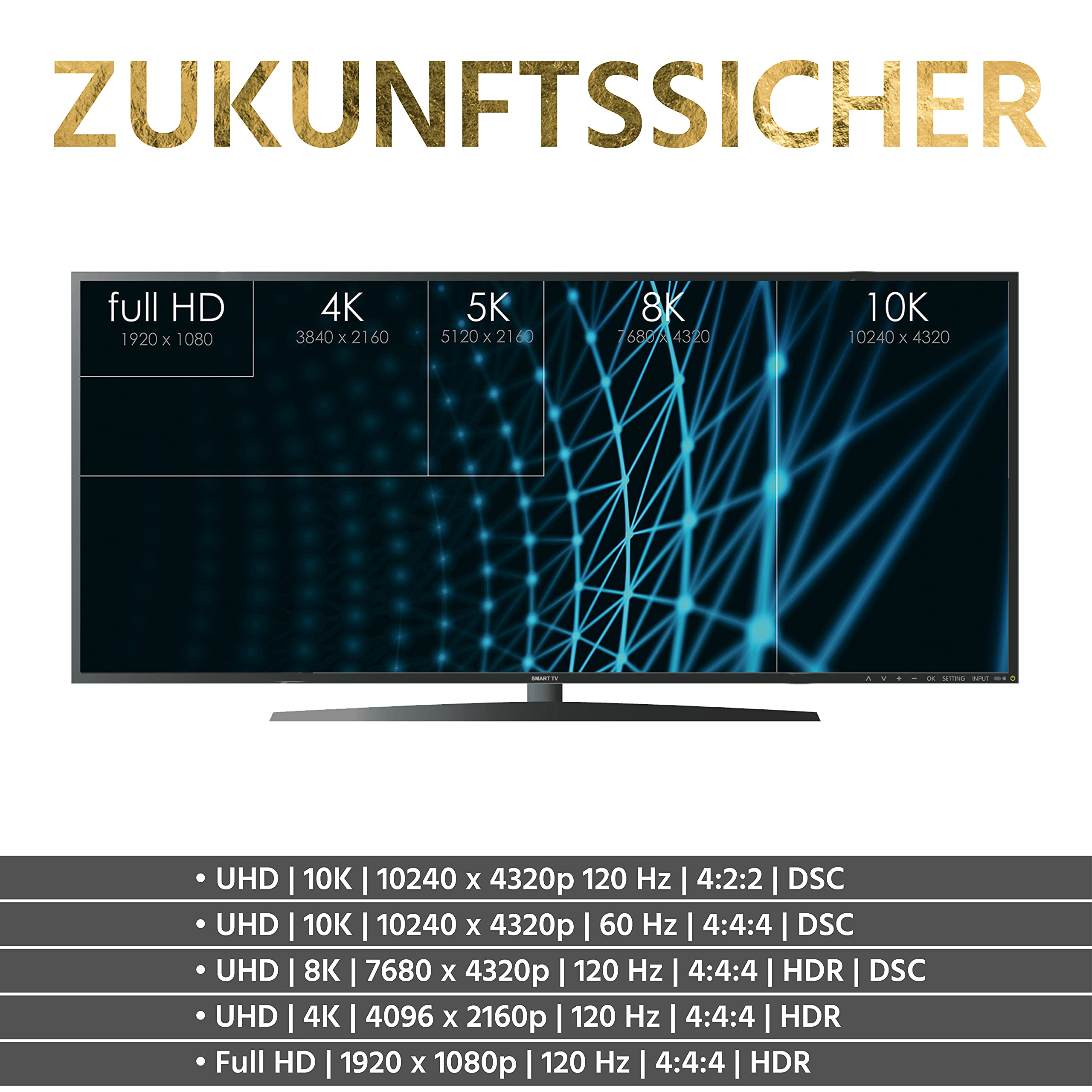 Eagle Cable by INAKUSTIK – 313245100 - Deluxe Ultra High Speed HDMI 2.1 Kabel | 100m | 48 Gbps | Lichtwellenleiter | UHD 10K@120Hz | professionelles Heimkino & Gaming | HDR10+