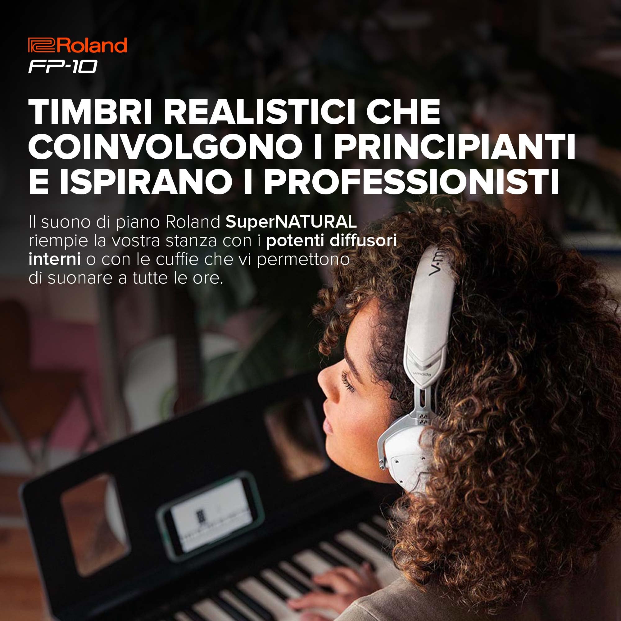 Roland FP-10 – Piano Digitale Compatto a 88-Note con Suoni di Piano SuperNATURAL e Tastiera dall'Autentica Risposta Acustica | Semplice da Usare | Ideale per l'Utilizzo in Casa