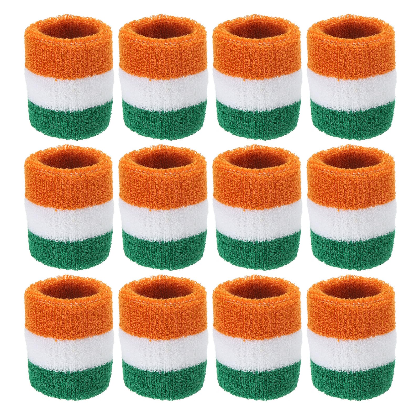 sourcing map Wrist Sweatbands Sports Wrist Bands Sweat for Men & Women Athletic Absorbent for Basketball Football Tennis Soccer Running Working Out Orange, White, Green, Pack of 14