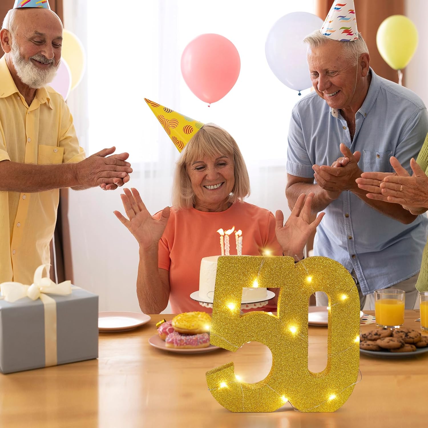50th Birthday Decorations Women and Men,Gold Glitter Numbers for 50th Wedding Anniversary Decorations,Light Up Numbers 50 Sign for Party Decor,50 Years Birthday Centerpieces Table Decoration - Image 6