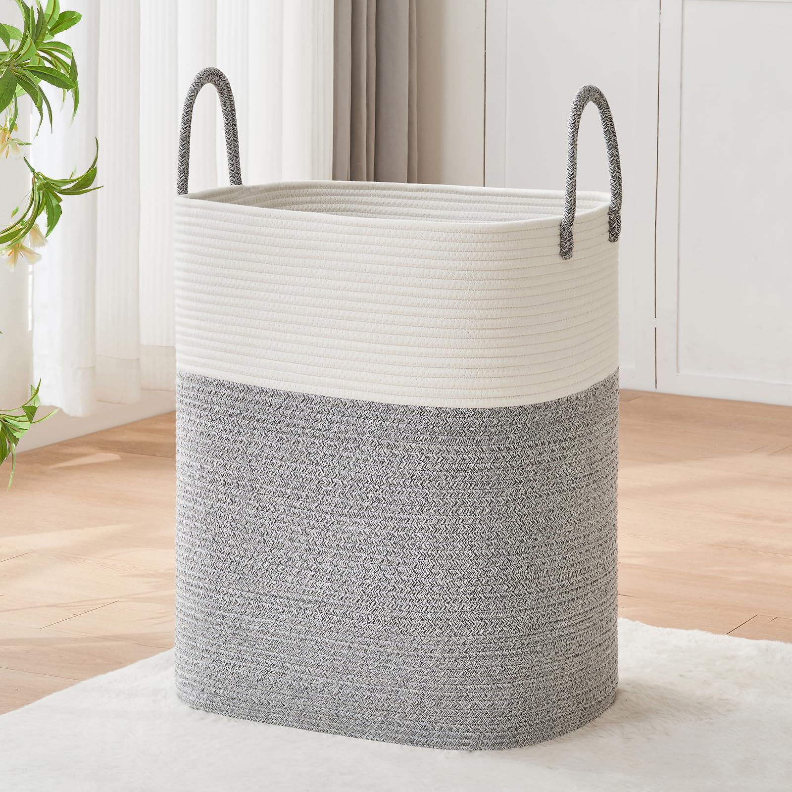 Laundry Basket with Handles - Blanket Basket Hampers for Bedroom Aesthetic Laundry Hamper Blanket Storage for Living Room