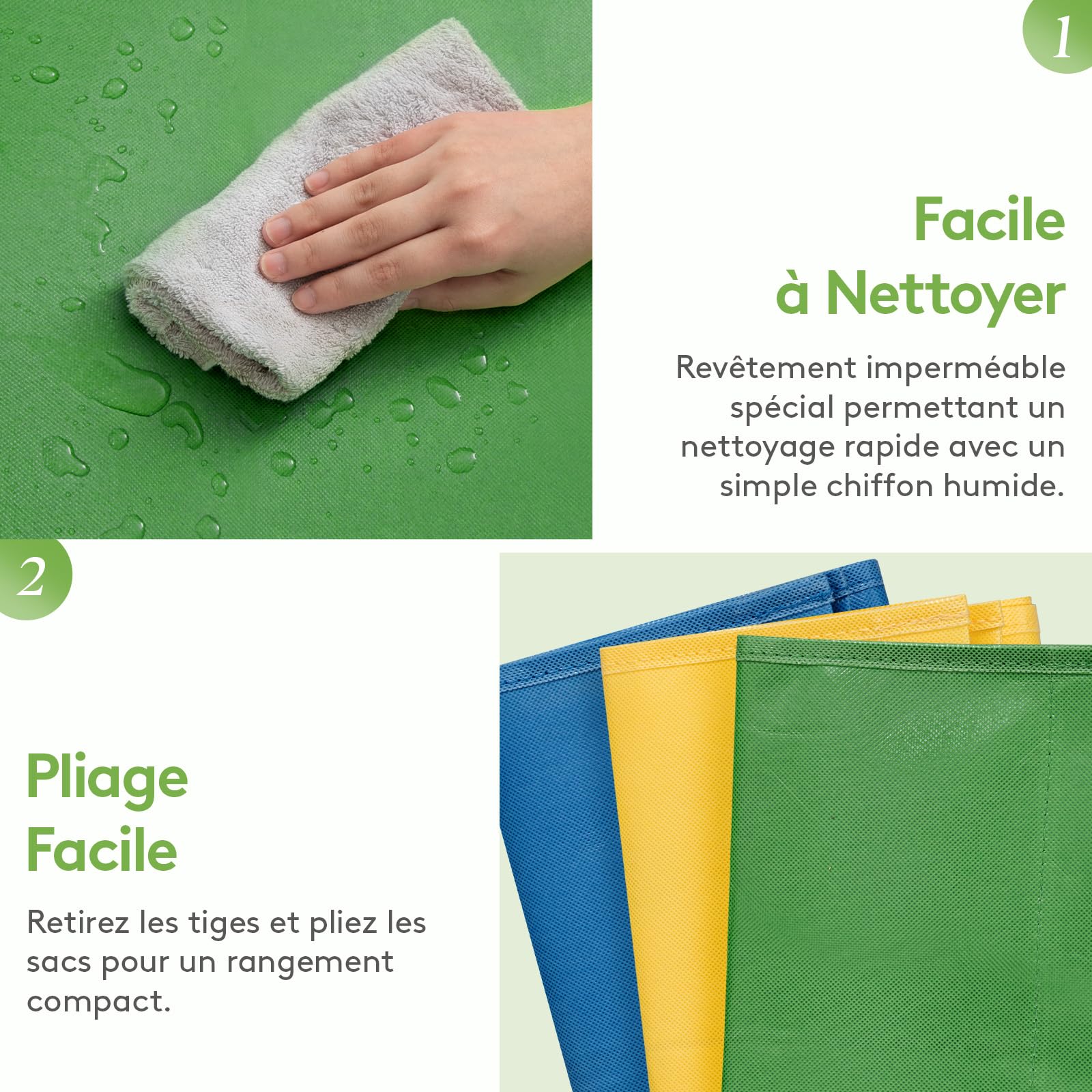 Lifewit Lot de 3 Sacs Tri Sélectif, Poubelles Recyclage 3 Couleurs, 45 L