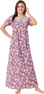 Soulemo Women's Pure Cotton Floor Length Nighty 1682 Price In India