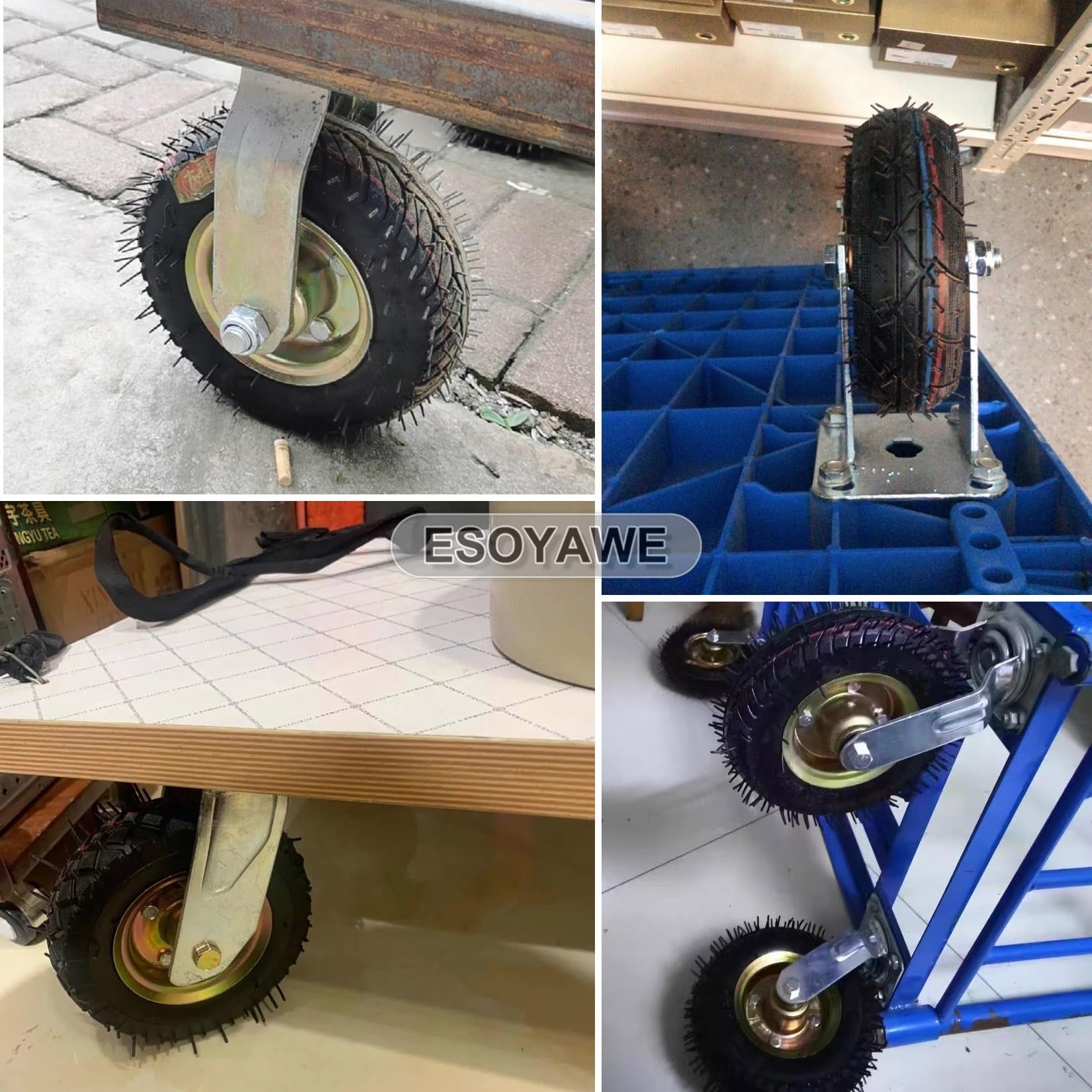 Ruote girevoli per impieghi gravosi e Ruote girevoli industriali fisse, Set di 2, Ruote girevoli in Gomma pneumatica da 6", 8" e 10", Ruote girevoli di Ricambio silenziose e ammortizzanti