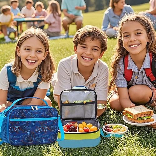 Miniatura 6 de RHCPFOVR Lonchera con inicial para niños, lonchera aislada para niños y niñas, lonchera lavable y lonchera reutilizable a prueba de fugas para la