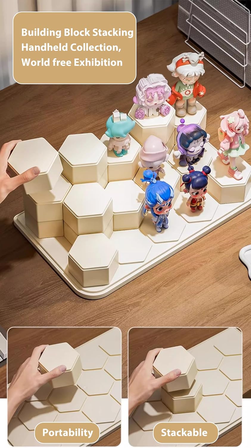 Building Block DIY Combination Figurine Display Box,Installation Free Clear Display Case for Figures,Dustproof Showcase for Collectibles Pop Popmart Action Figures (Large 12.6"x7.28"x9")