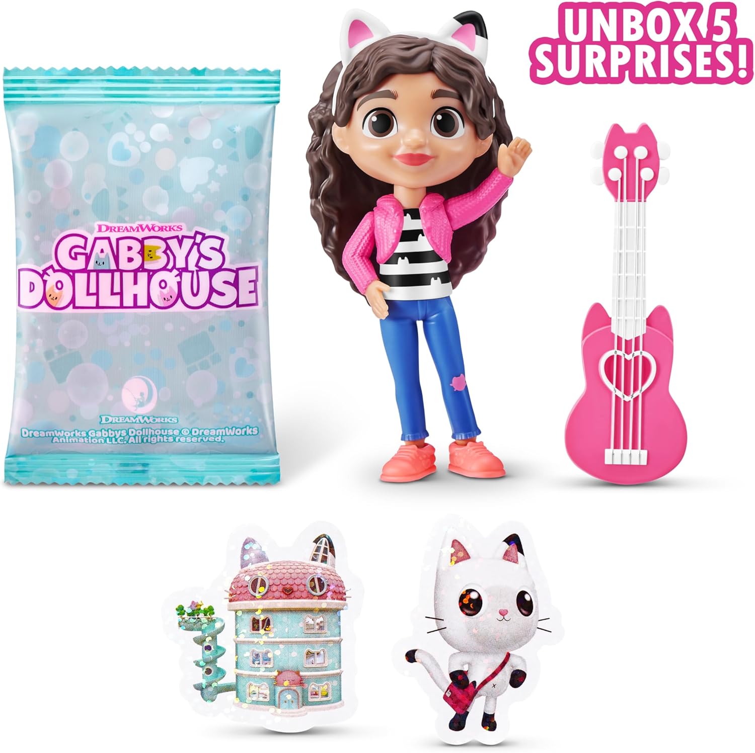 5 Surprise Gabby's Dollhouse by ZURU, Toy Figures, Collectible, Mystery Capsule, Toy for Girls Ages 3 and up, Gabby Girl, Pandy Paws, Baby Box & Mercat Toy Figures, Girls & Boys 3+ (2 Capsules)