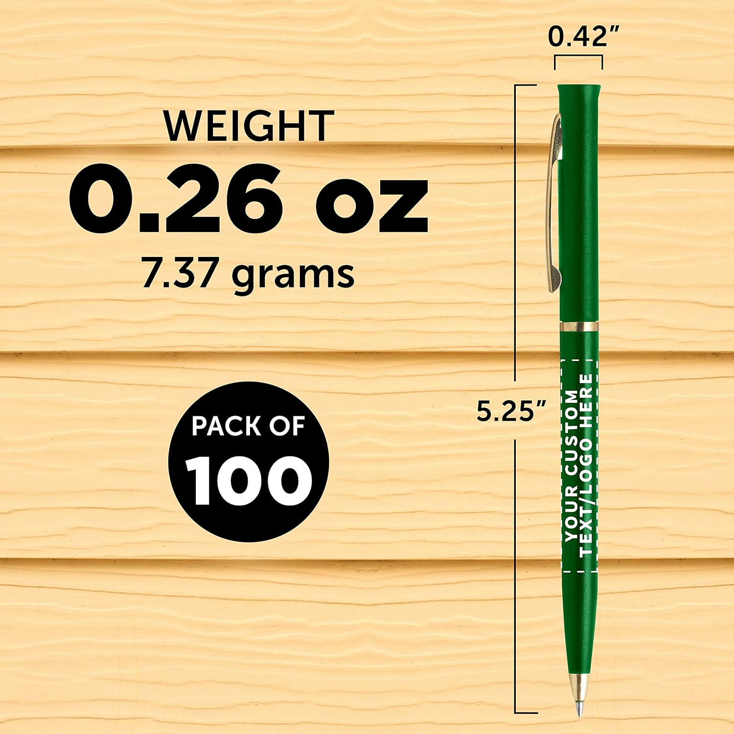DISCOUNT PROMOS Personalized Alston Hotel Pens - 100 pack - Plastic Pens - Customizable Text, Logo - Green