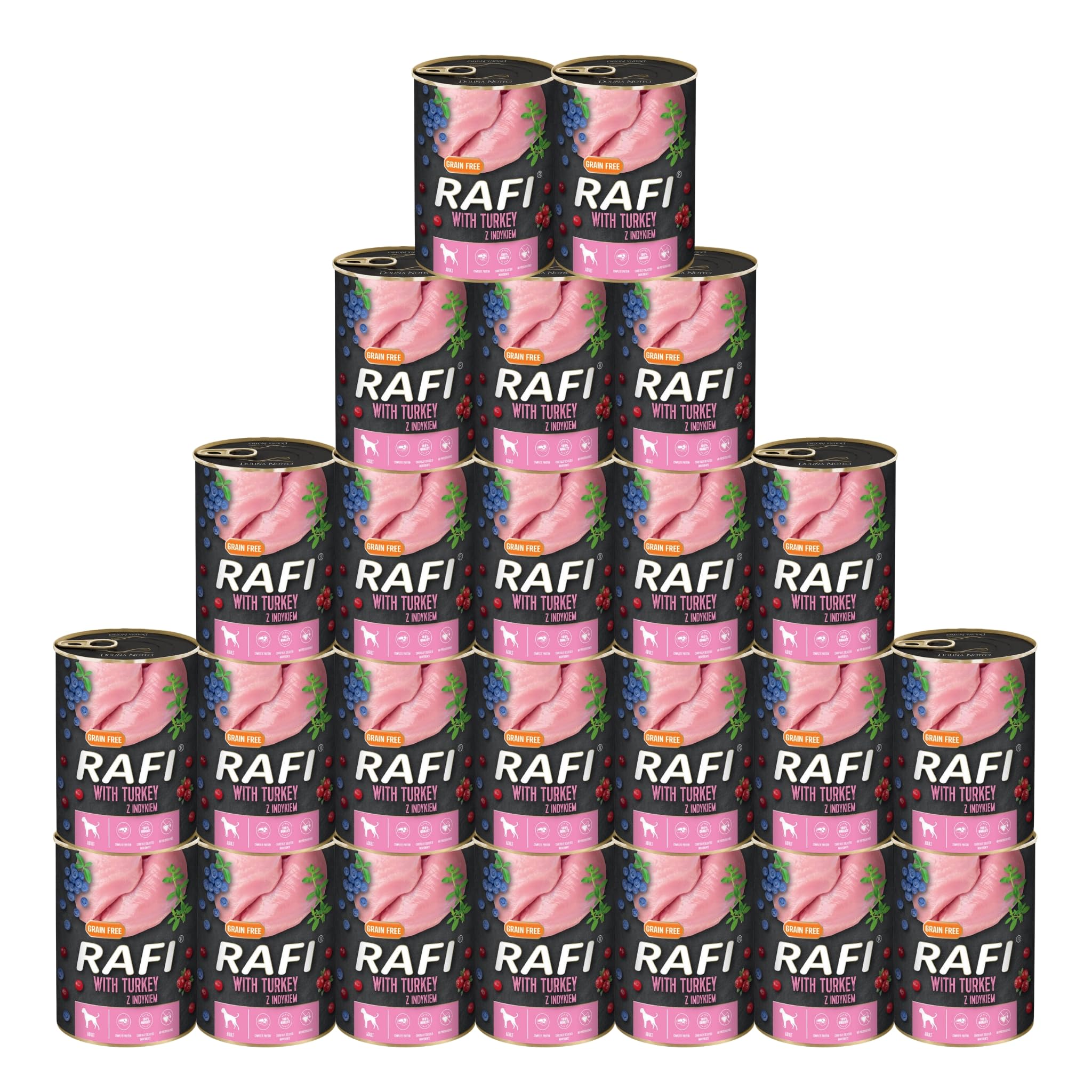 Rafi Adult Complete Wet Dog Food, Turkey, 24 x 400g Cans