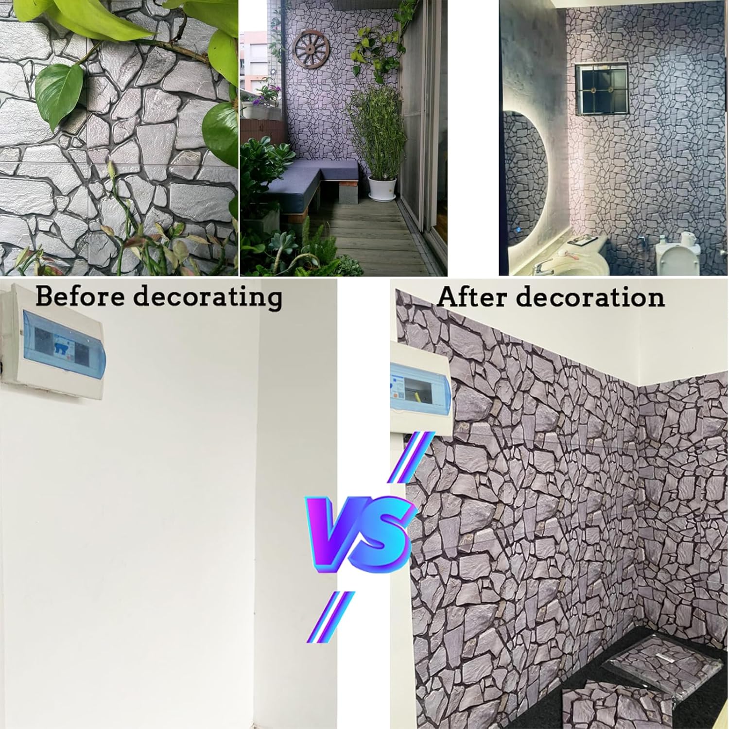10PCS 3D Brick Wallpaper Peel and Stick 3D Wall Panels Peel and Stick Faux Stone Wall Panel Brick Self Adhesive Wallpaper 11.8X11.8in (Wall Panel Red)
