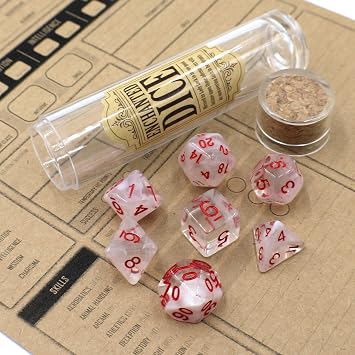 Enchanted Dice - TRPG Polyhedral Die Set for D&D (Red Smoke)