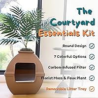 Vista 153 de Good Pet Stuff Kit original de caja de arena oculta y forro reutilizable, maceta redonda cerrada con plantas artificiales, sistema de filtro de olor