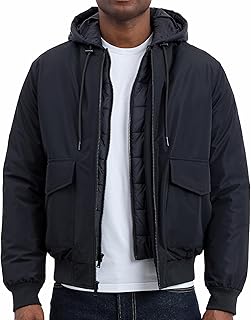 Men's Puffer Bomber Jacket for Men With Insulating Vest-style Bib, Extra Warm Bomber for Cold Weather