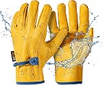 toolant DRIHIDE Leather Work Gloves, Water Resistant Top Grain Cowhide, Durable & Comfortable for Gardening, Ranching