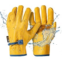 toolant DRIHIDE Leather Work Gloves, Water Resistant Top Grain Cowhide, Durable & Comfortable for Gardening, Ranching
