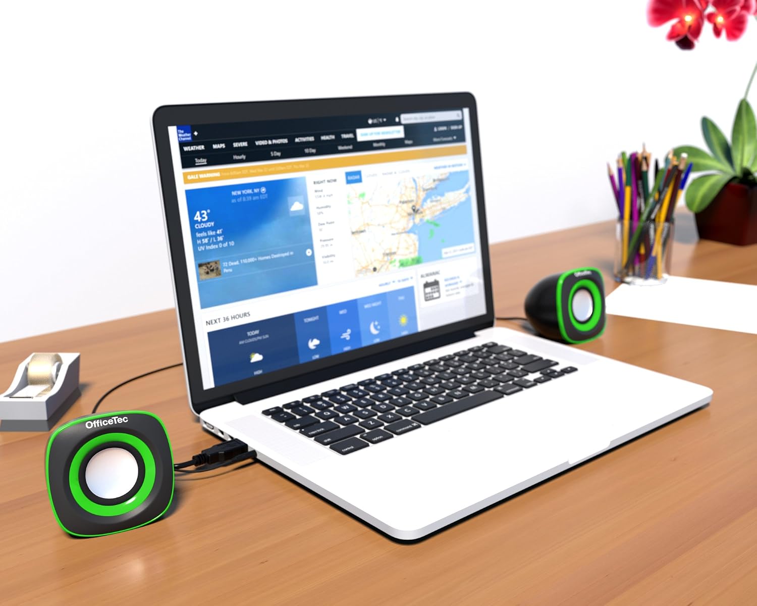 OfficeTec USB Speakers Compact 2.0 System for Mac and PC (Green)