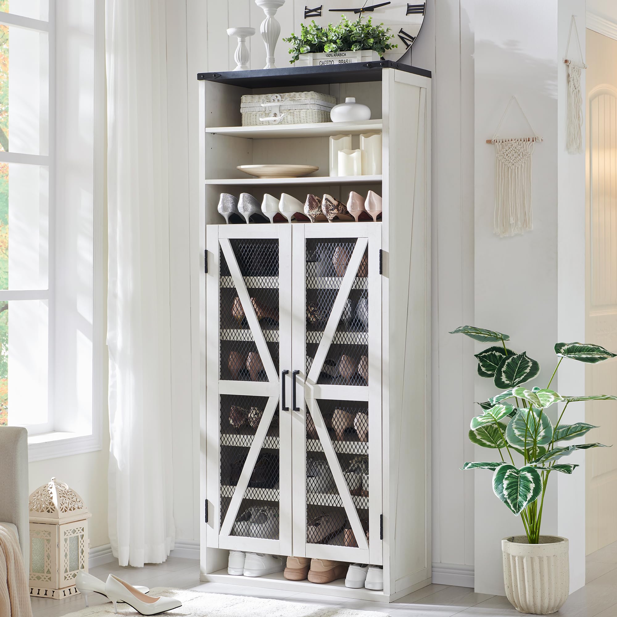 JXQTLINGMU Farmhouse Shoe Cabinet, 72