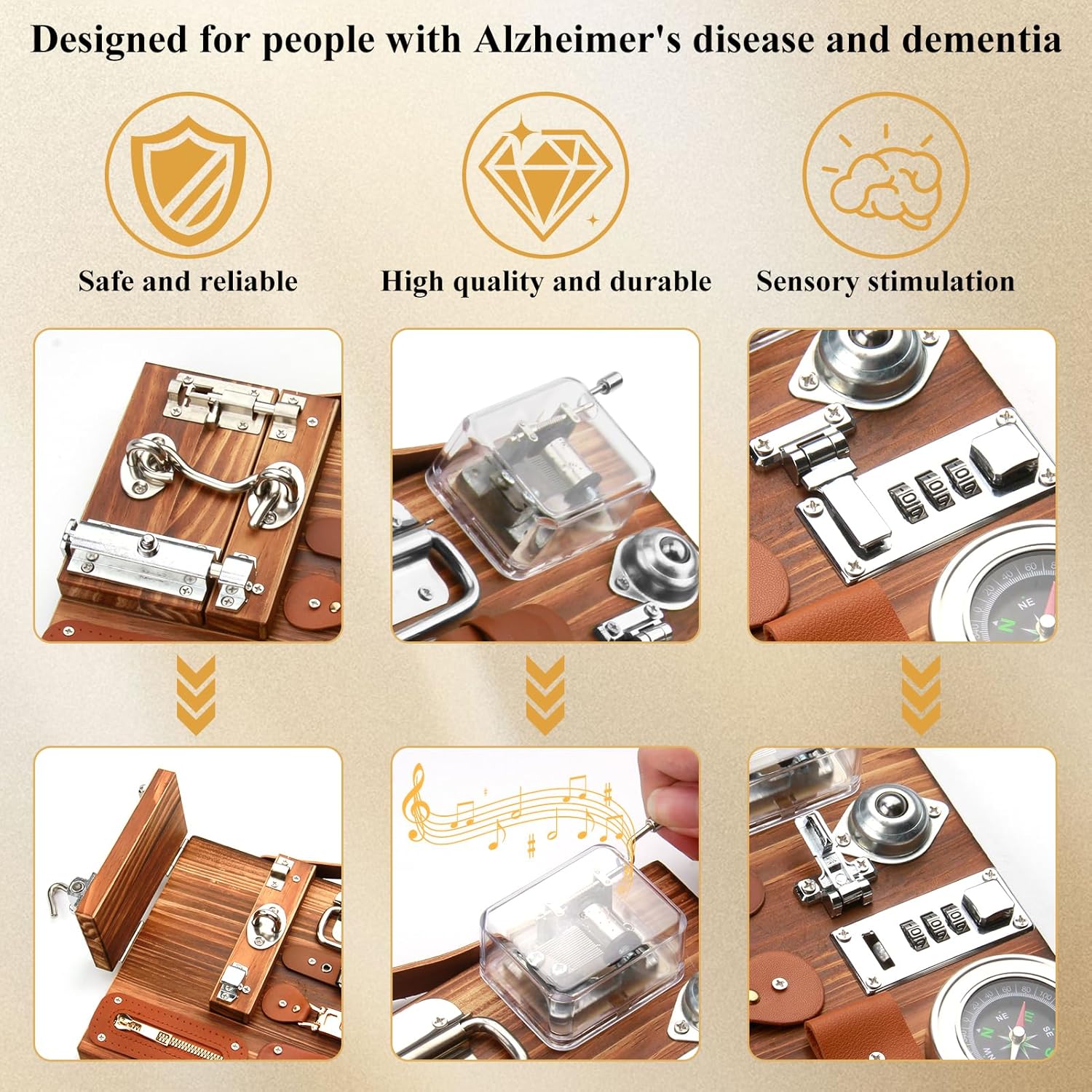 Dementia Activities for Seniors,Fidget Busy Board for Adults with Dementia,Engaging Alzheimers Activities & Tactile Stimulation,Thoughtful Gift for People with Alzheimer's (Compass Version) - Image 5