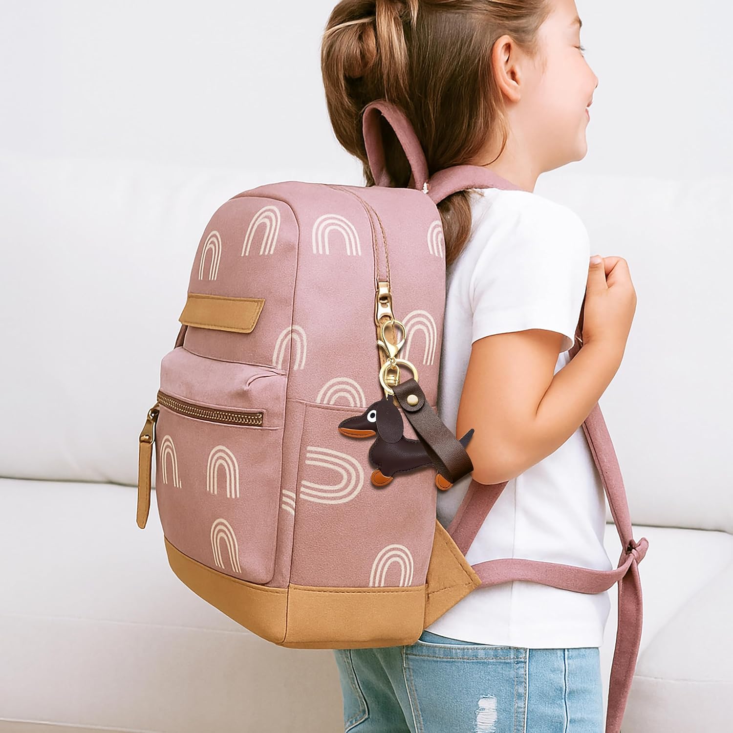 Leather Double-sided Dachshund Wristlet Keychain, Cute Sausage Dog Bag Charm, Weiner Puppy Purse Accessory - Image 7