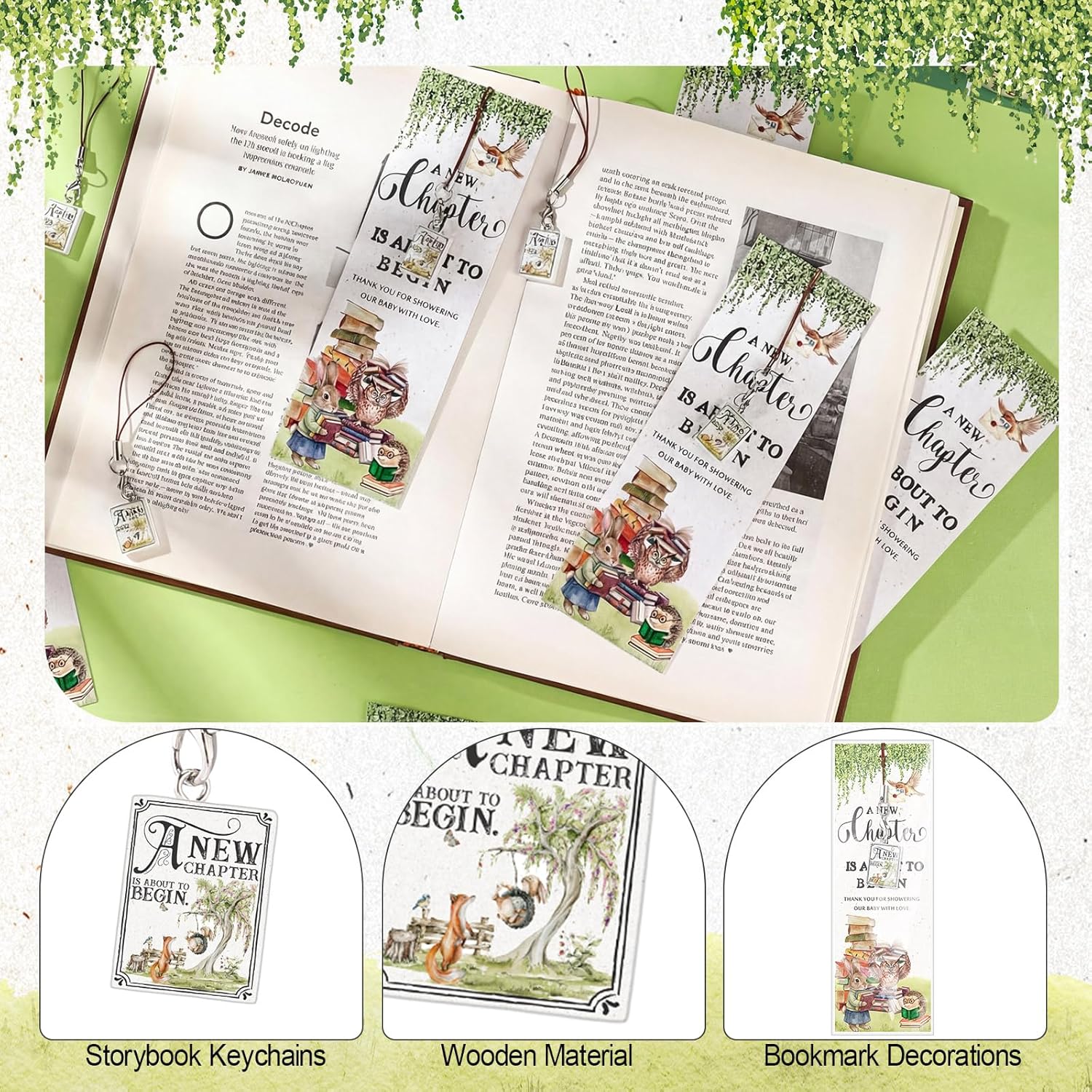 50 Sets a New Chapter Begins Baby Shower Favors for Guests Storybook Keychains with Bookmarks Book Themed Gifts for Baby Shower Prizes Birthday Party Souvenirs