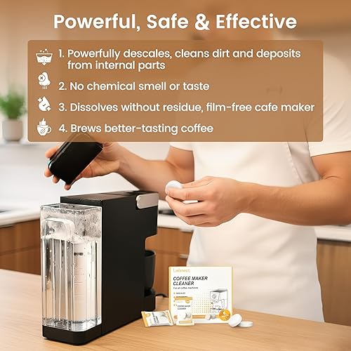 Miniatura 2 de 6 tabletas limpiadoras y descalcificadoras para cafetera, limpieza eficaz, compatibles con Nespresso, Breville, Keurig, Ninja, Delonghi, Miele