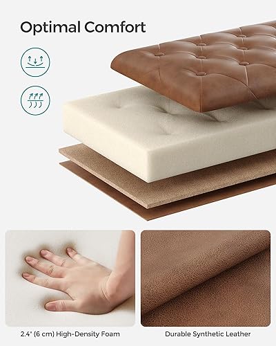 Miniatura 5 de SONGMICS - Banco otomano para almacenamiento, patas de madera y tapa con bisagras, entradas, dormitorios, 17.7 x 46.5 x 17.7pulgadas, soporta