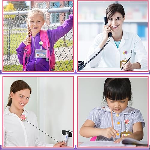 Miniatura 7 de Epakh 3 piezas de carrete de insignia de flor, práctico carrete de insignia de enfermera, regalos retráctiles, soportes retráctiles de flores secas