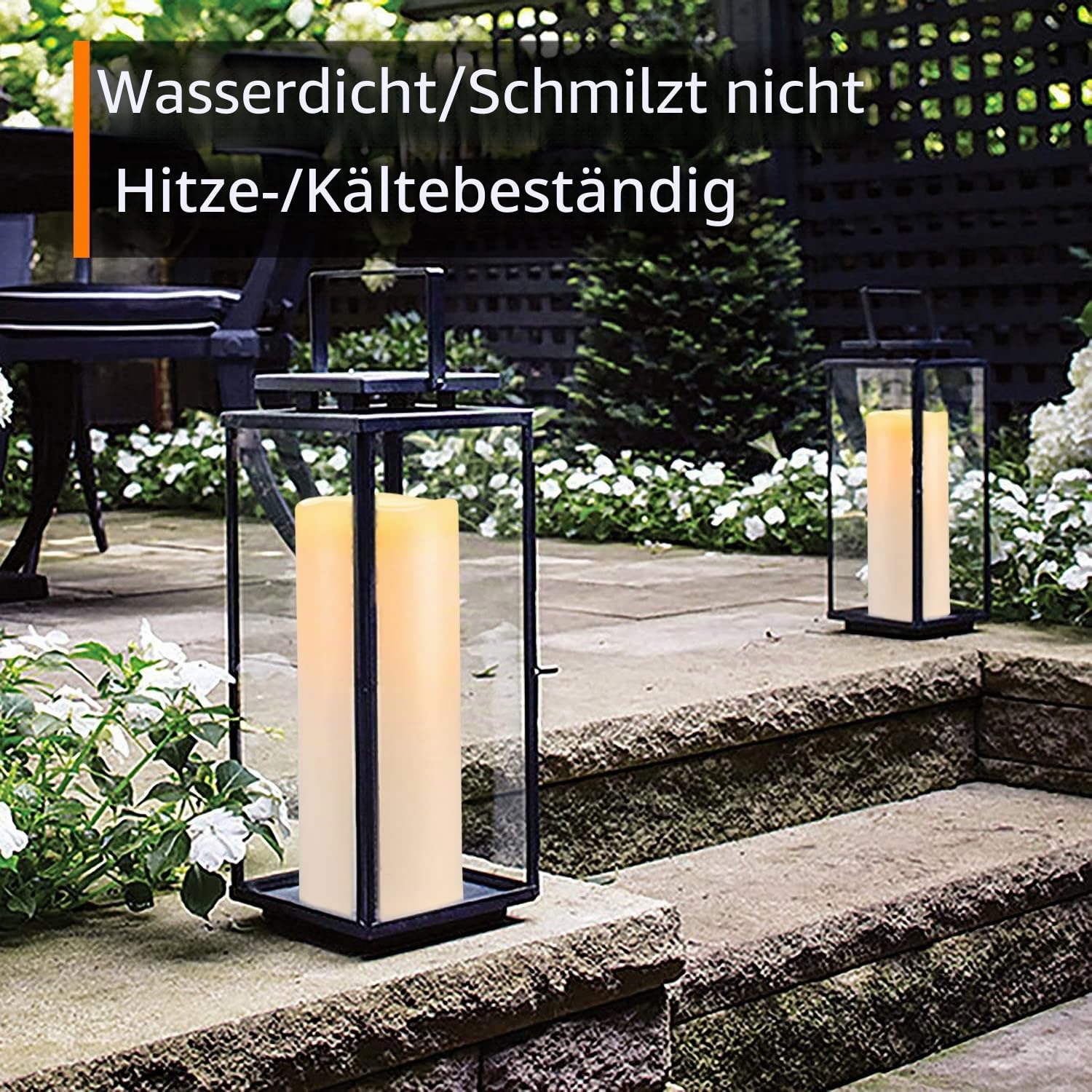 Homemory 24,2 cm X 10 cm Große LED Kerzen, Wasserdicht Outdoor mit Fernbedienung Timer Funktion LED-Stumpenkerzen, Elektrische, Flammenlose Stabkerzen, Langlebig, 2er-Set