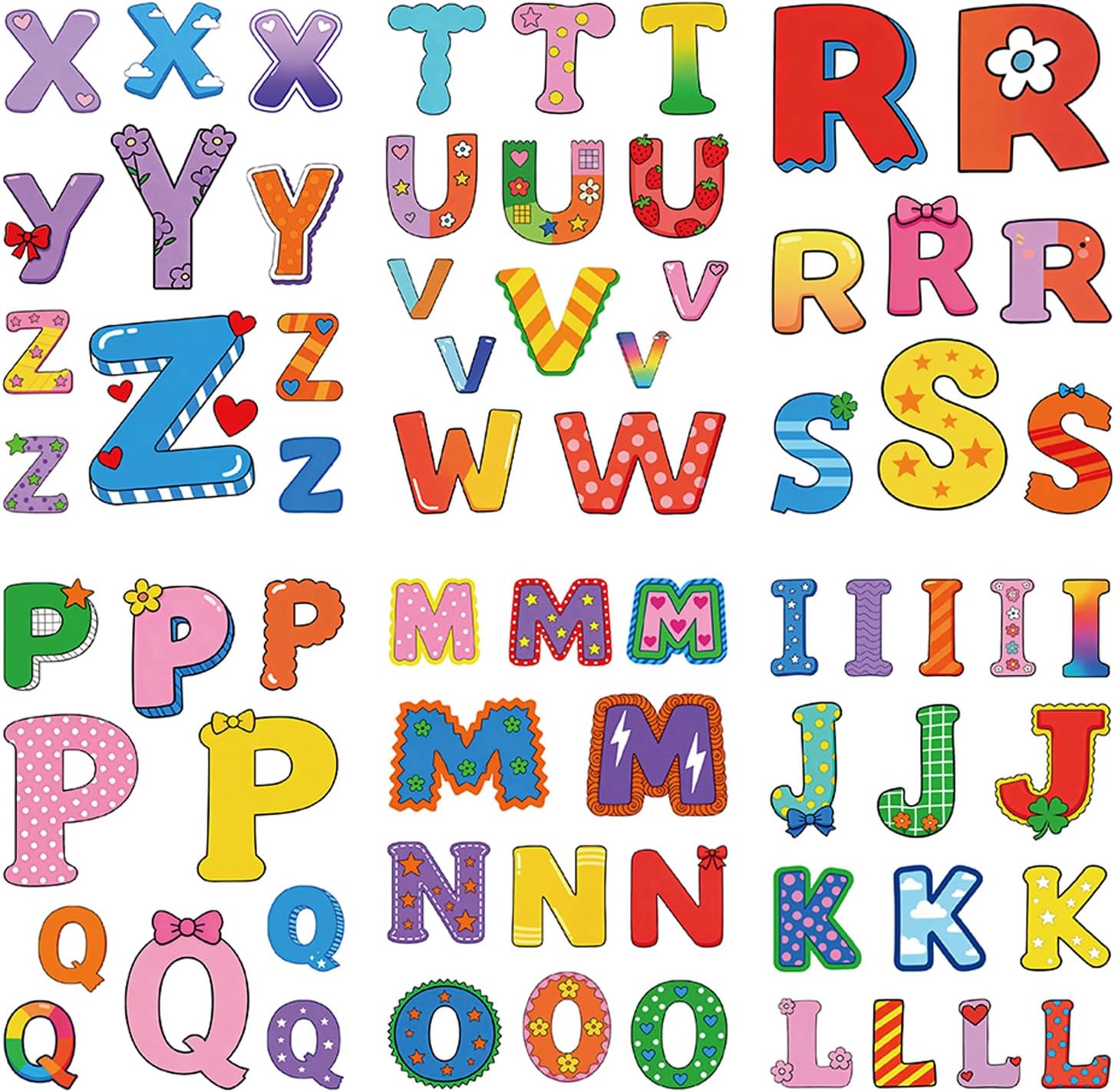 8pcs 6.3"×4.3" Cartoon Letters Theme Assembly Sticker Pack Make a face Stickers - Fun Children's handicrafts, Party Gifts, Classroom Activities and Scrapbook Birthday Presents Party Supplies image 2