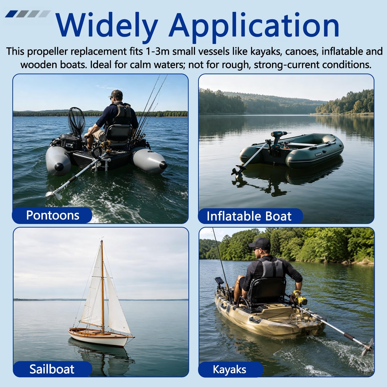 Motor Fueraborda Hélice de Taladro sin Herramientas, Motor eléctrico portátil para Kayak/Barca Inflable, propulsor metálico con Soporte para Uso