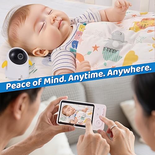 Miniatura 4 de Monitor de bebé con 1 o 2 cámaras HD, no necesita WiFi, detección de sueño AI, visión nocturna, conversación bidireccional, alertas de temperatura,