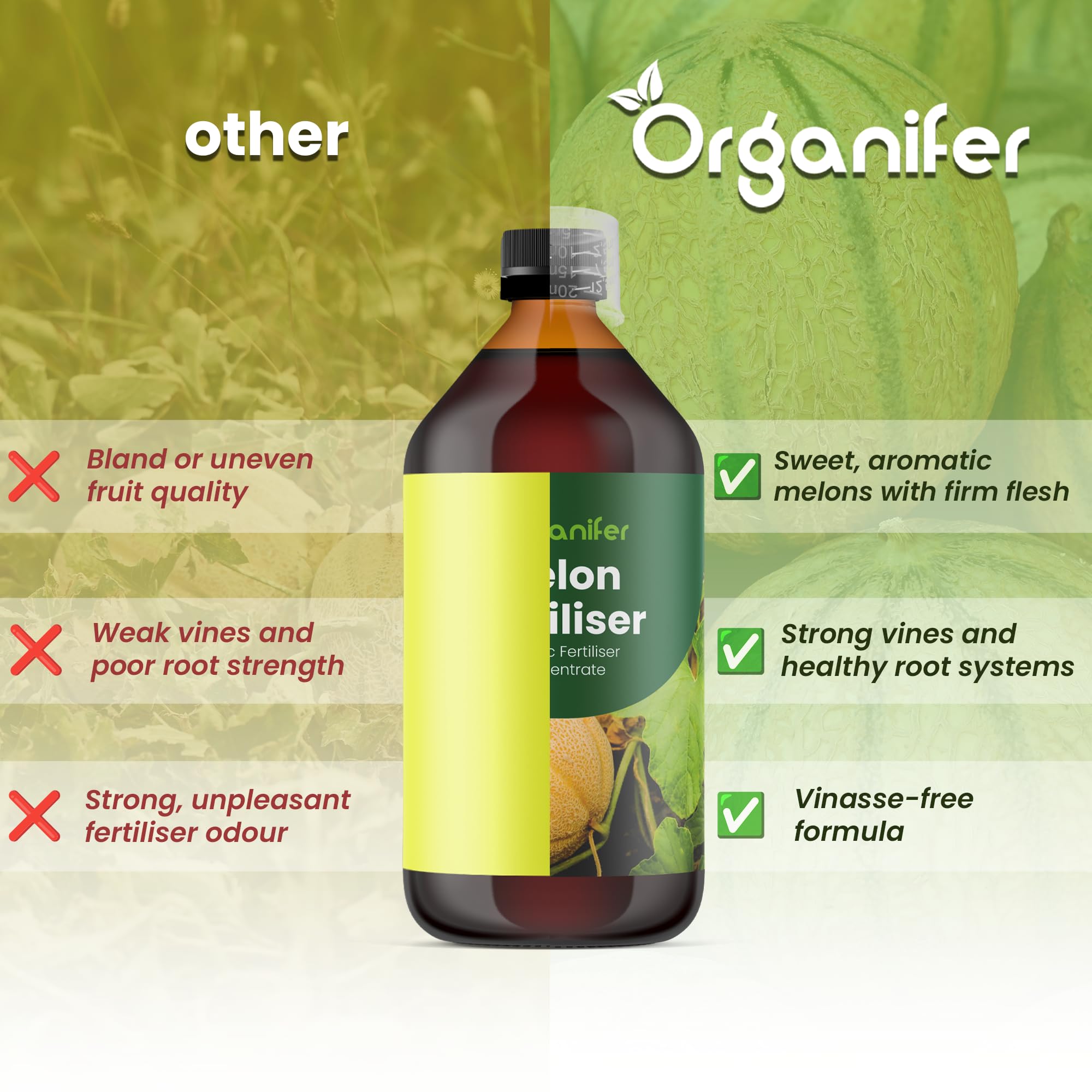 Organifer Fertilizzante liquido organico 1L per melone